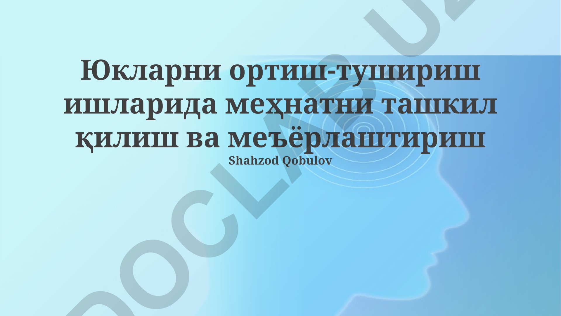 Yuklash va tushirish operatsiyalarida mehnatni tashkil etish va standartlashtirish