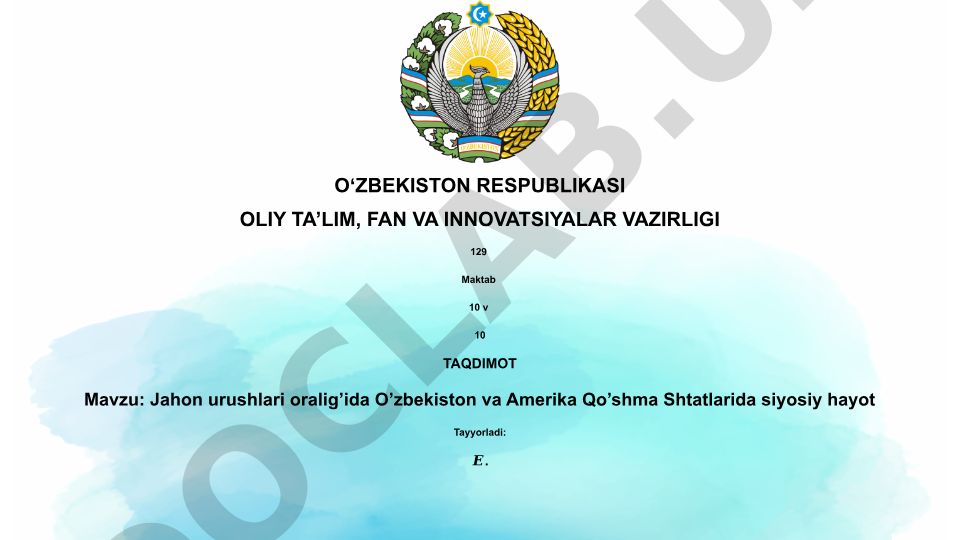 Jahon urushlari oralig'ida O'zbekiston va Amerika Qo'shma Shtatlarida siyosiy hayot