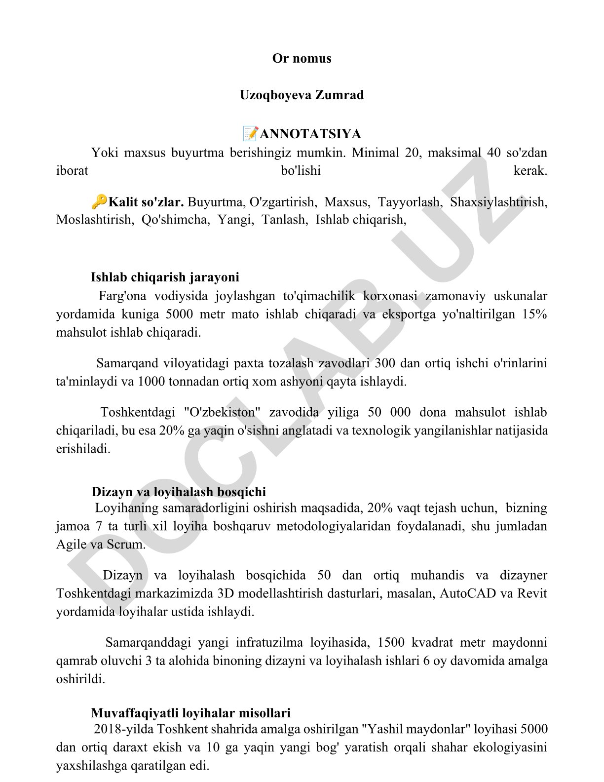 O'zbekistonda to'qimachilik va paxta sanoati rivojlanishi