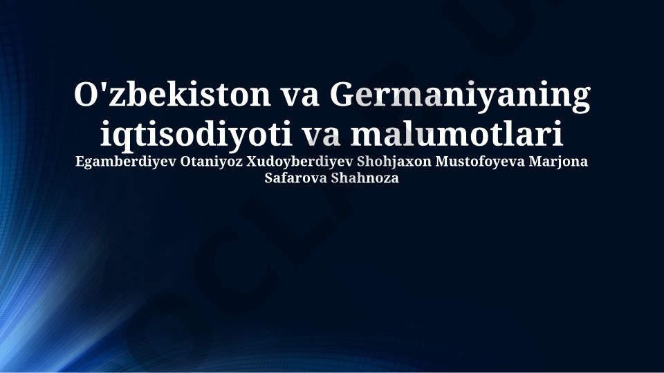 O'zbekiston va Germaniya iqtisodiyoti taqqoslash