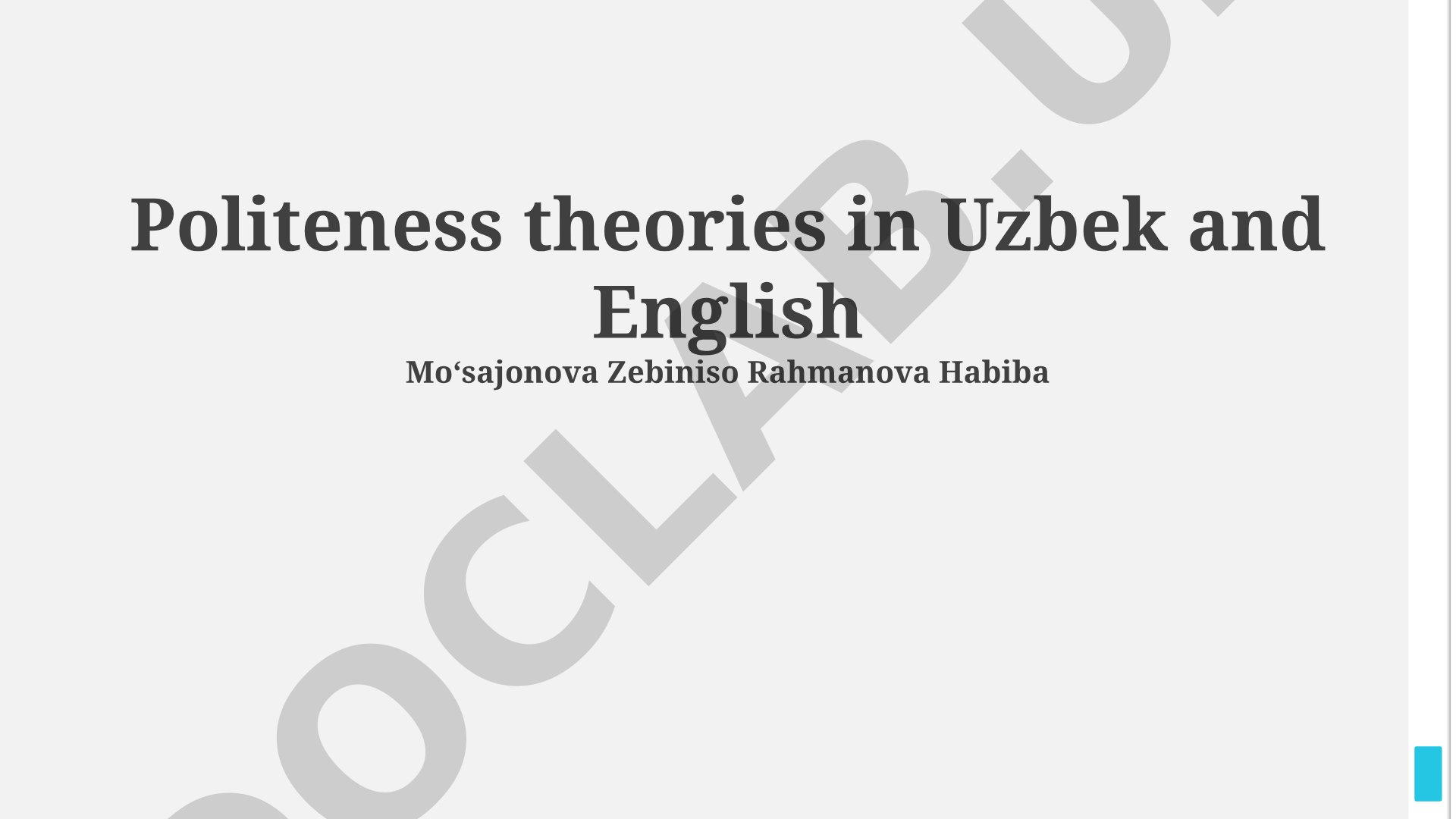 Politeness theories in Uzbek and English