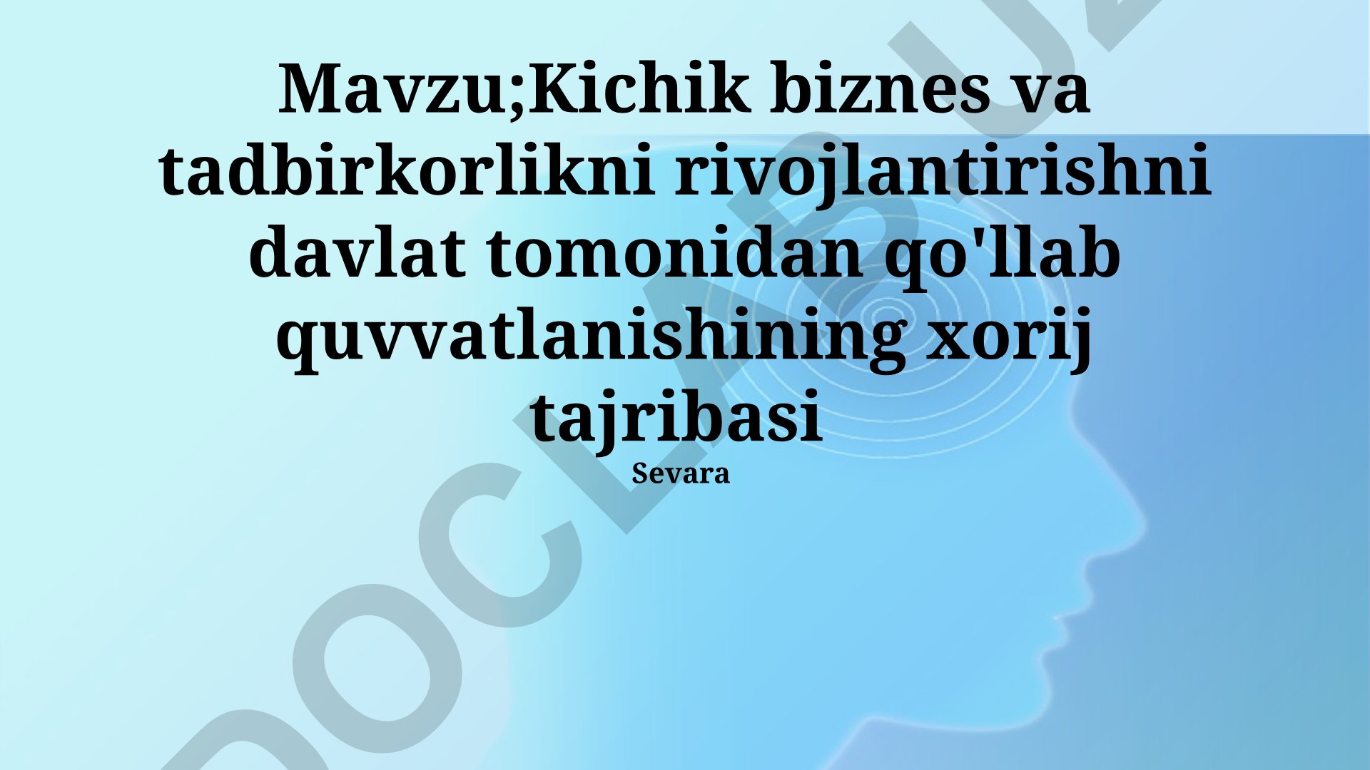 Kichik biznes va tadbirkorlikni rivojlantirishni davlat tomonidan qo'llab quvvatlanishining xorij tajribasi