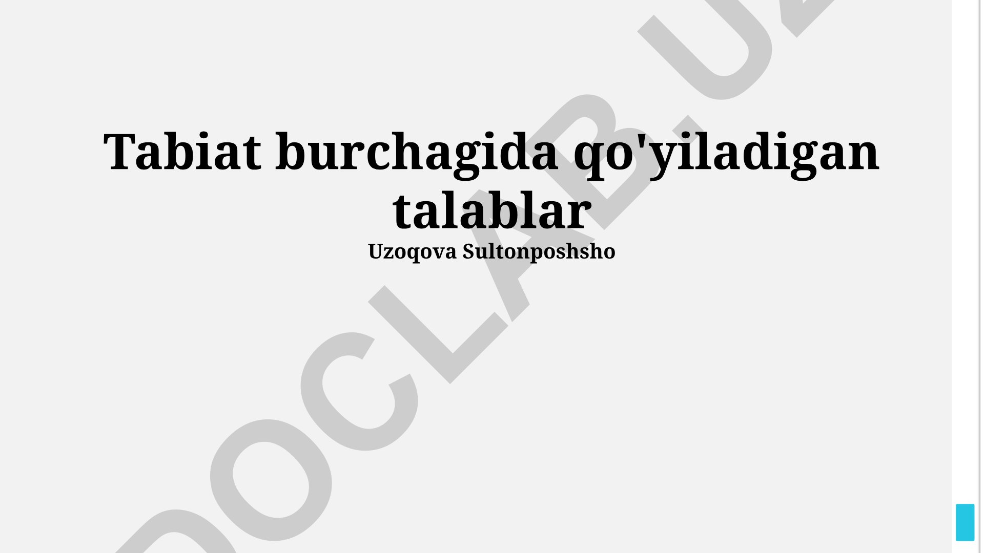 Tabiat burchagi uchun o'simlik, hayvon tanlash va parvarish qilish