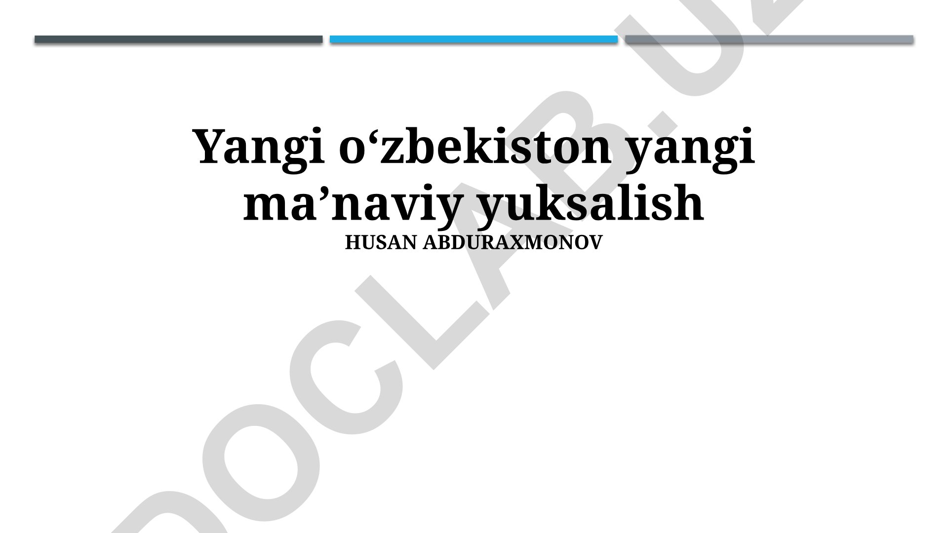 Yangi O'zbekiston yangi ma'naviy yuksalish