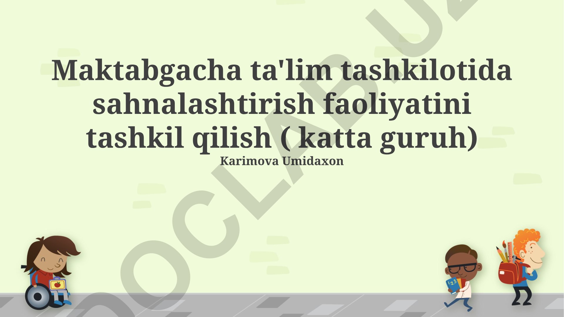 Maktabgacha ta'lim tashkilotida sahnalashtirish faoliyatini tashkil qilish (katta guruh)