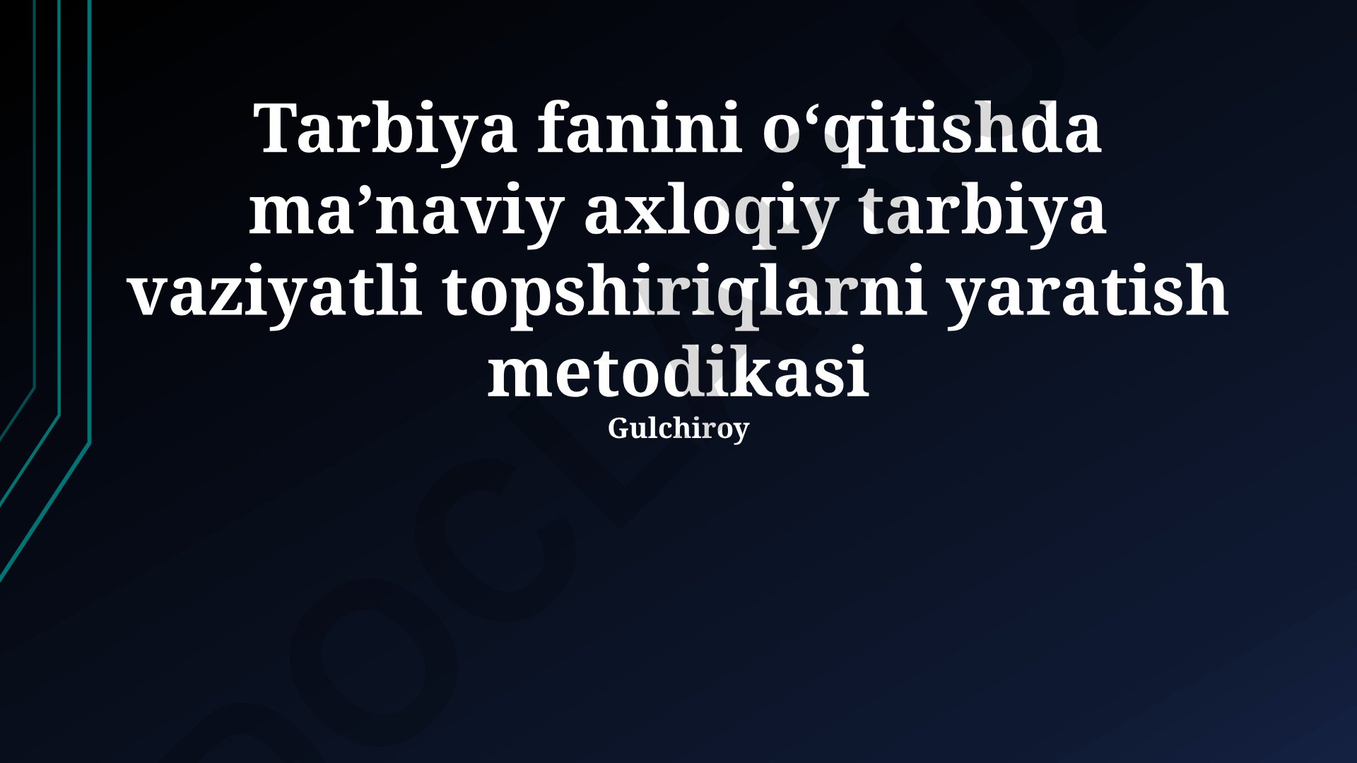 Tarbiya fanida ma'naviy-axloqiy tarbiya uchun vaziyatli topshiriqlarni yaratish metodikasi
