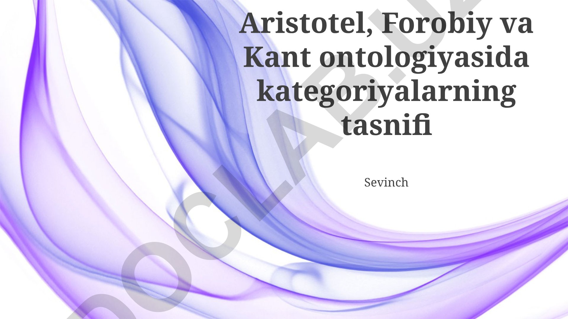 Aristotel, Forobiy va Kant ontologiyasida kategoriyalarning tasnifi