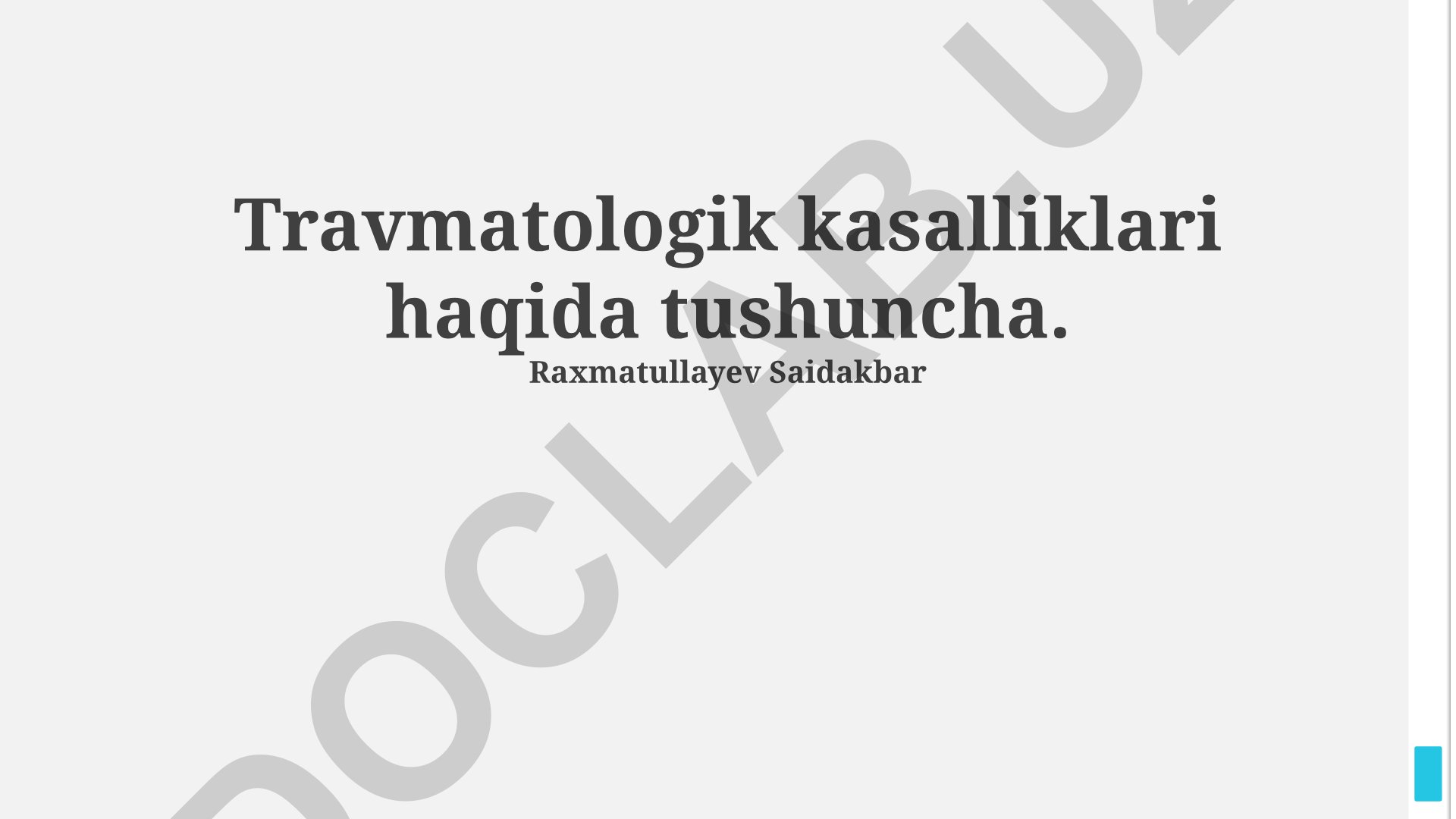 Travmatologik kasalliklar va travmadan keyingi stress buzilishi