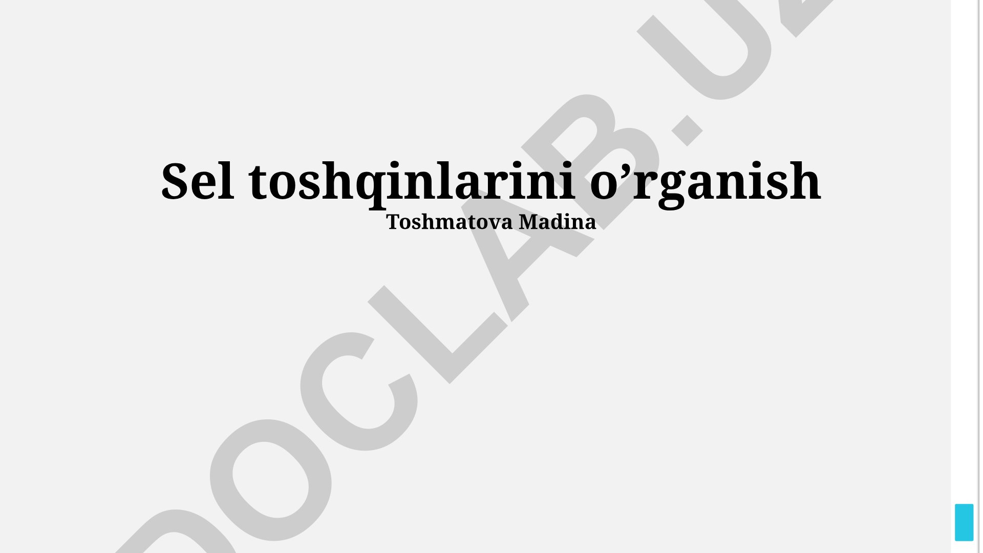 Sel toshqinlarini o’rganish