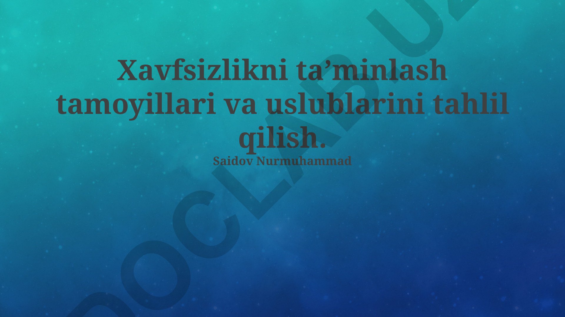 Xavfsizlikni ta'minlash tamoyillari va uslublarini tahlil qilish