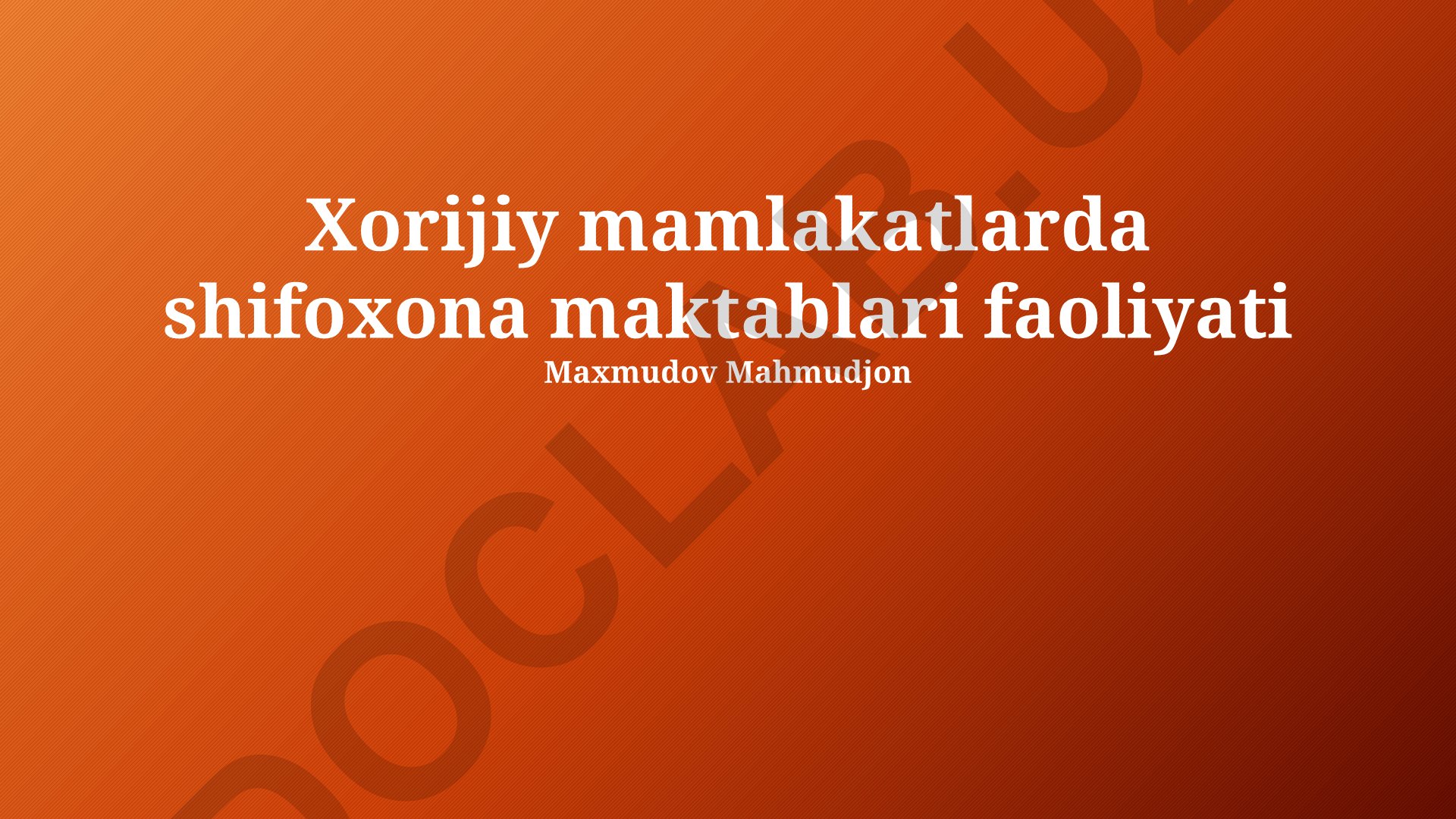 Xorijiy mamlakatlarda shifoxona maktablari faoliyati