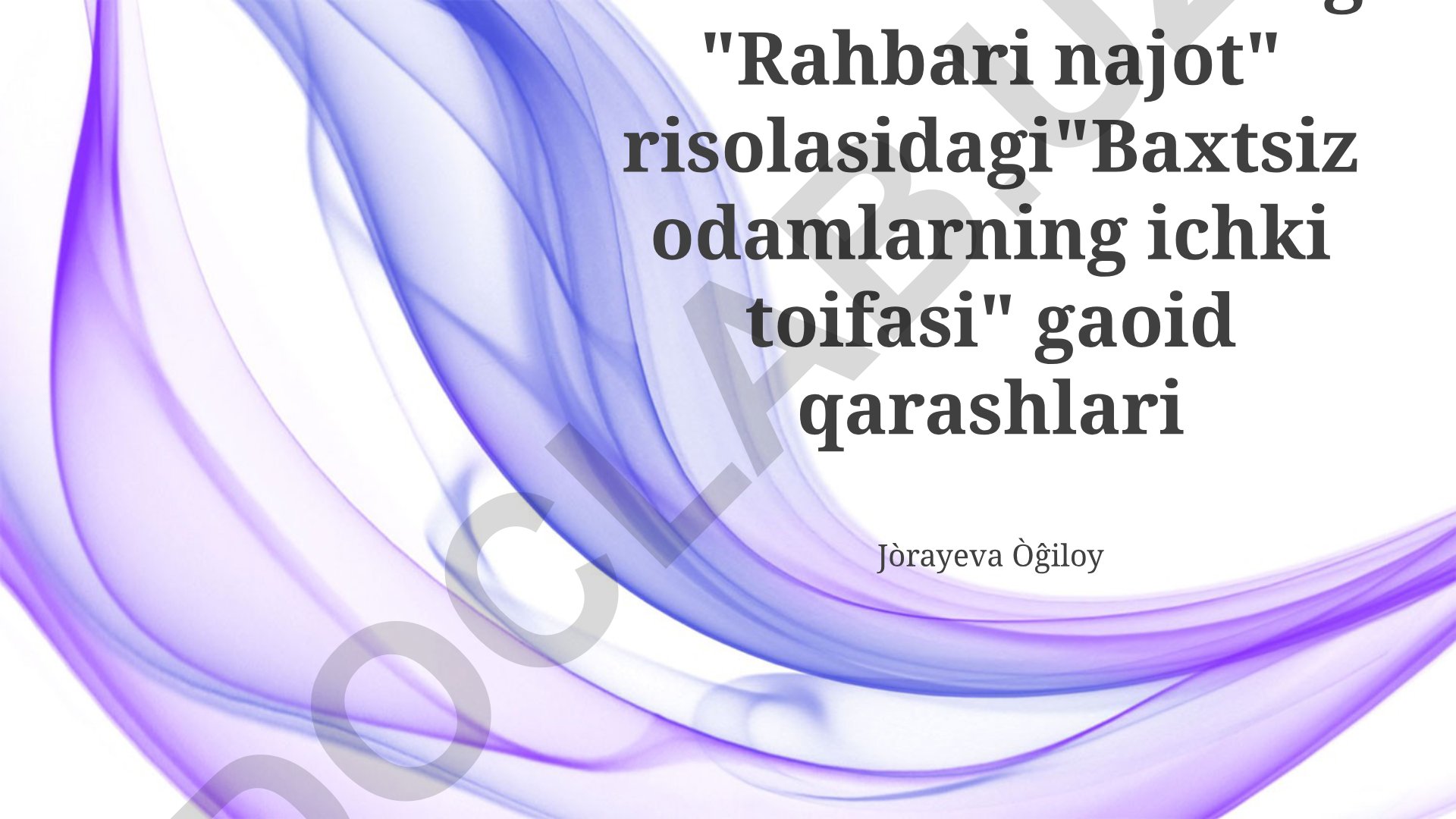 Abdurauf Fitratning "Rahbari najot" risolasida baxtsiz odamlarning ichki toifalari