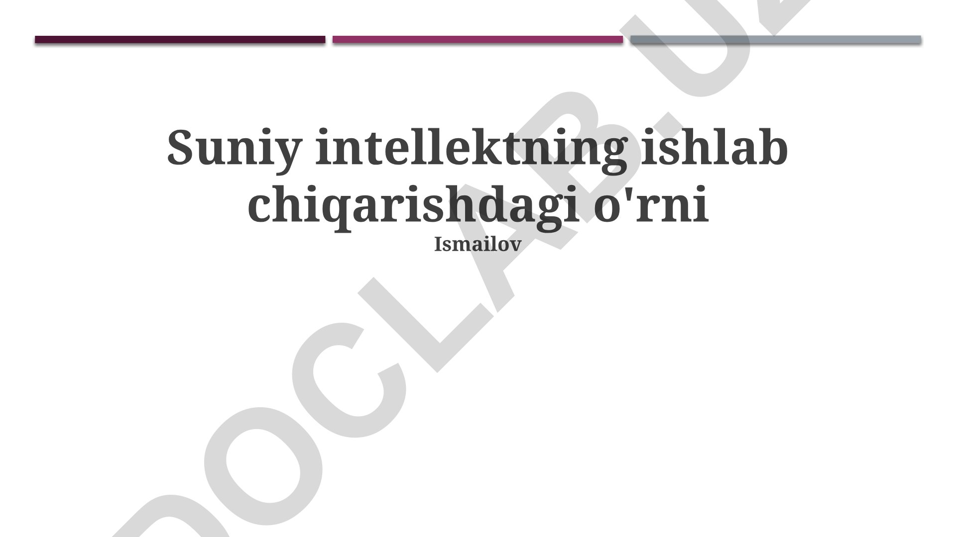 Suniy intellektning ishlab chiqarishdagi o'rni