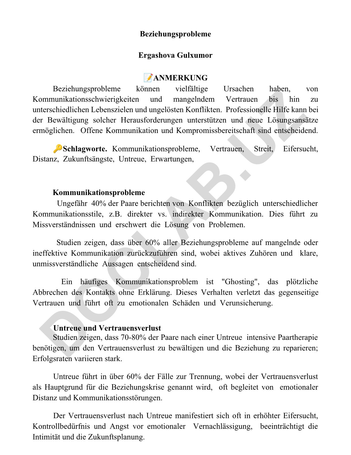 Beziehungsprobleme und Kommunikationsschwierigkeiten