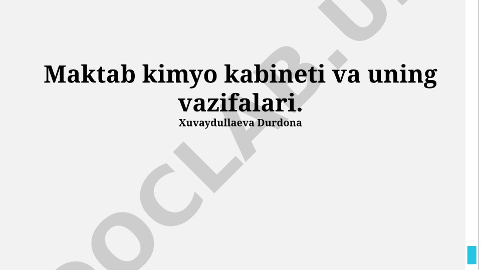 Maktab kimyo kabineti va uning vazifalari