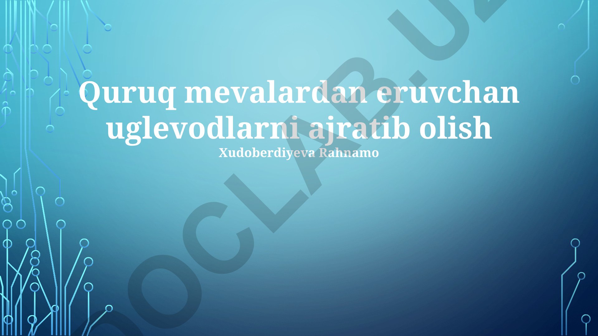 Quruq mevalardan eruvchan uglevodlarni ajratib olish