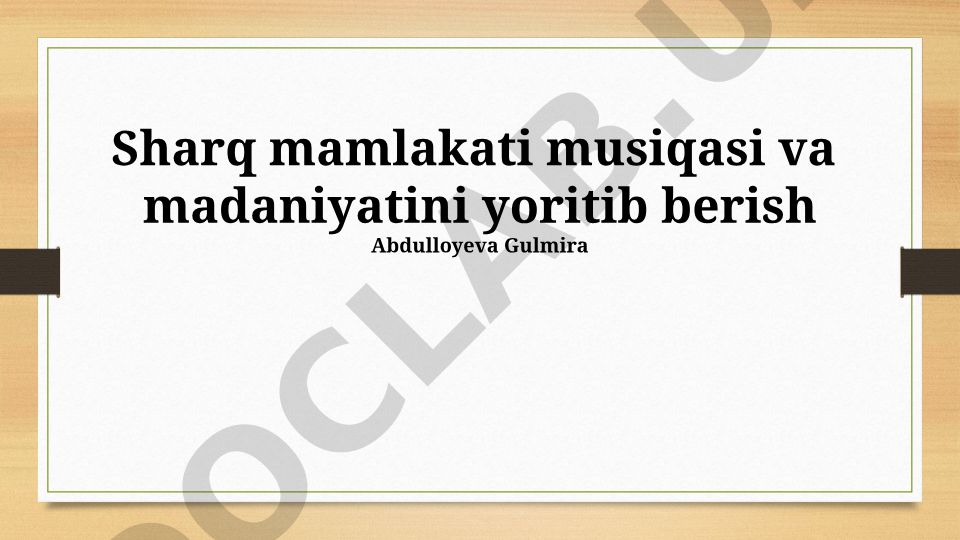 Sharq mamlakati musiqasi va madaniyati