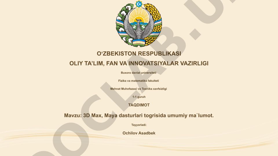 3D Max va Maya dasturlari haqida umumiy ma'lumot