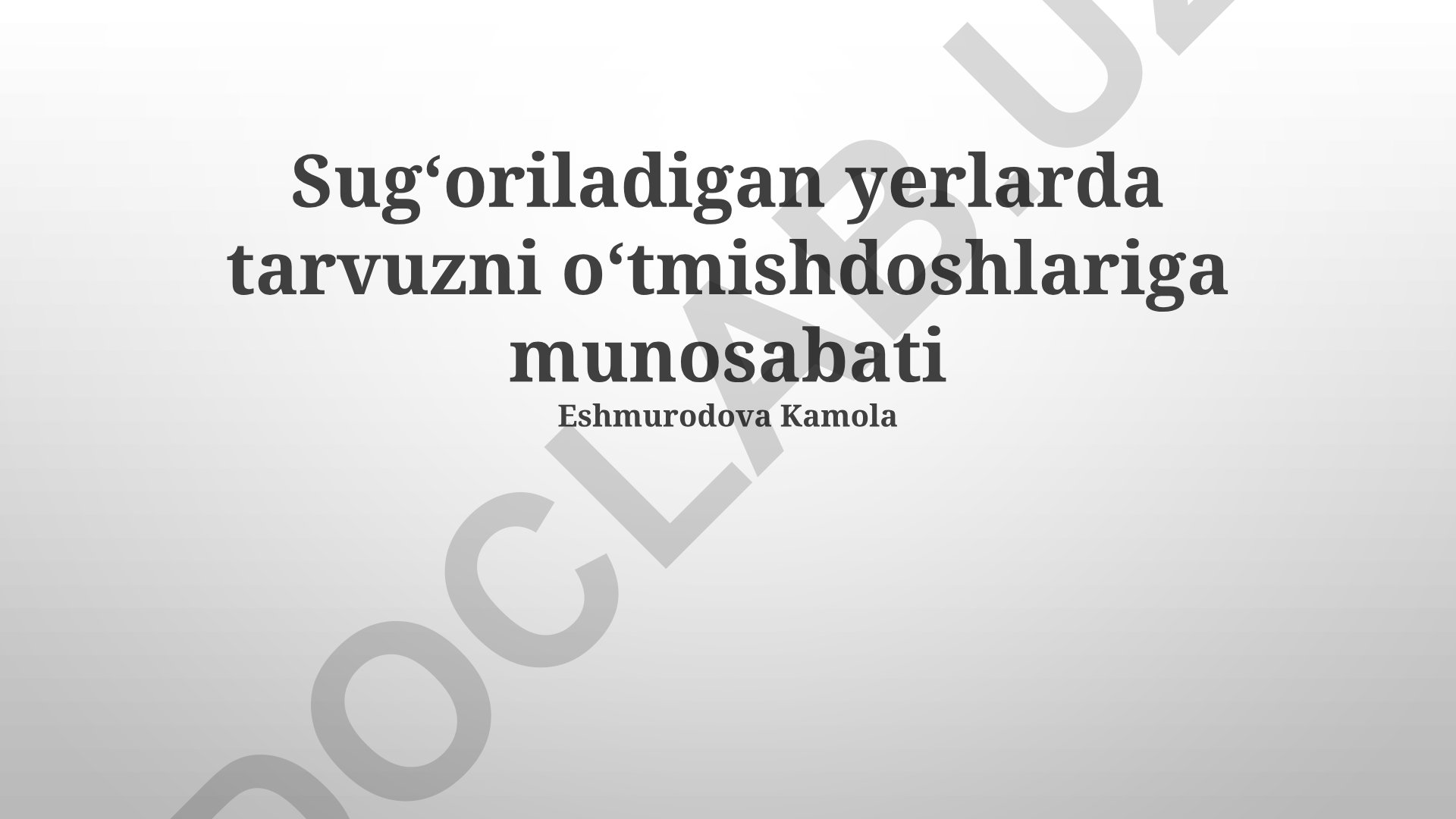 Sugʻoriladigan yerlarda tarvuzni oʻtmishdoshlariga munosabati