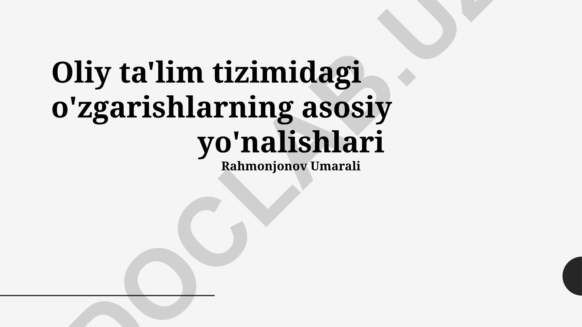 Oliy ta'lim tizimidagi o'zgarishlarning asosiy yo'nalishlari