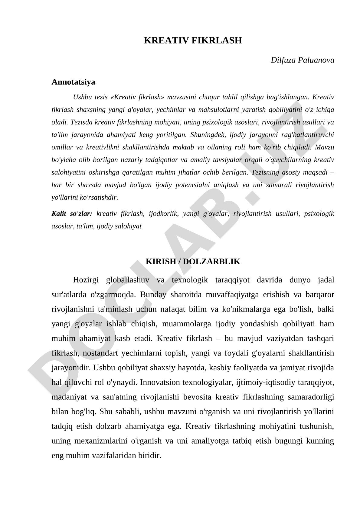 Kreativ fikrlash