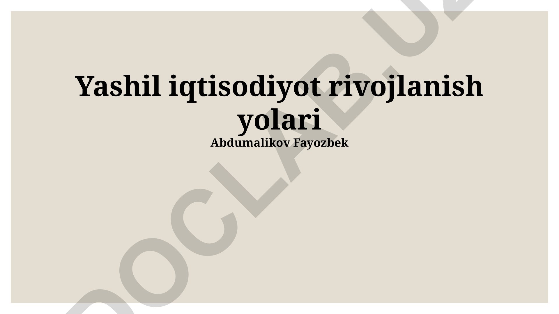 Yashil iqtisodiyot rivojlanish yolari