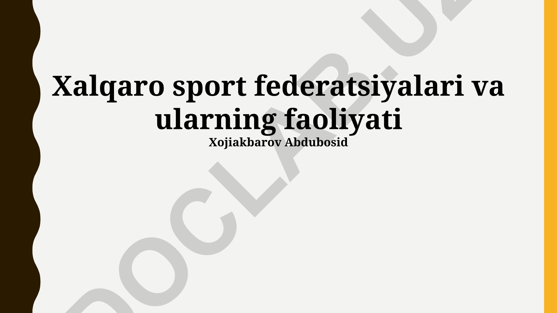 Xalqaro sport federatsiyalari va ularning faoliyati