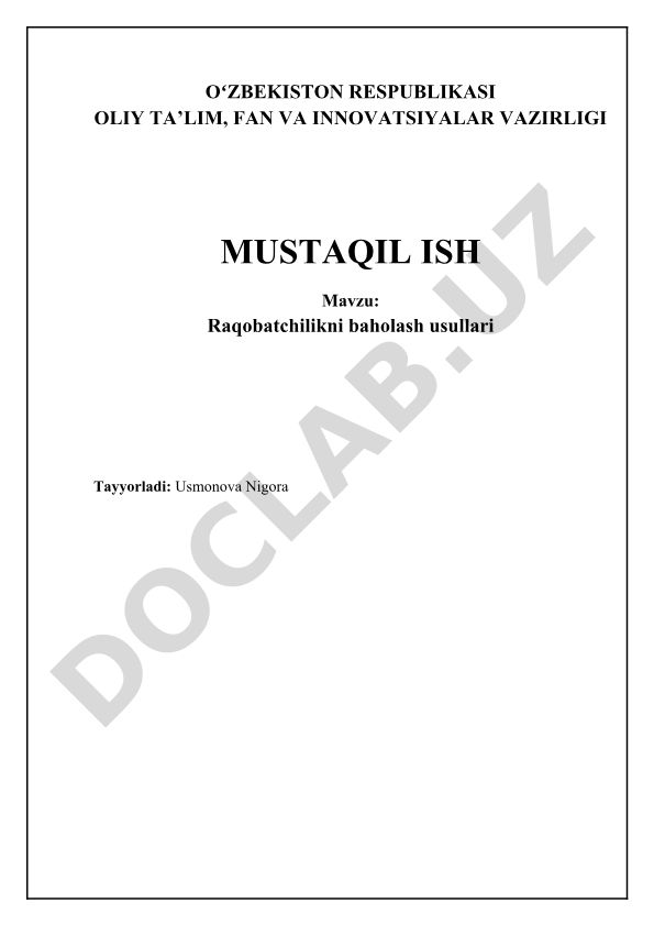 Raqobatchilikni baholash usullari