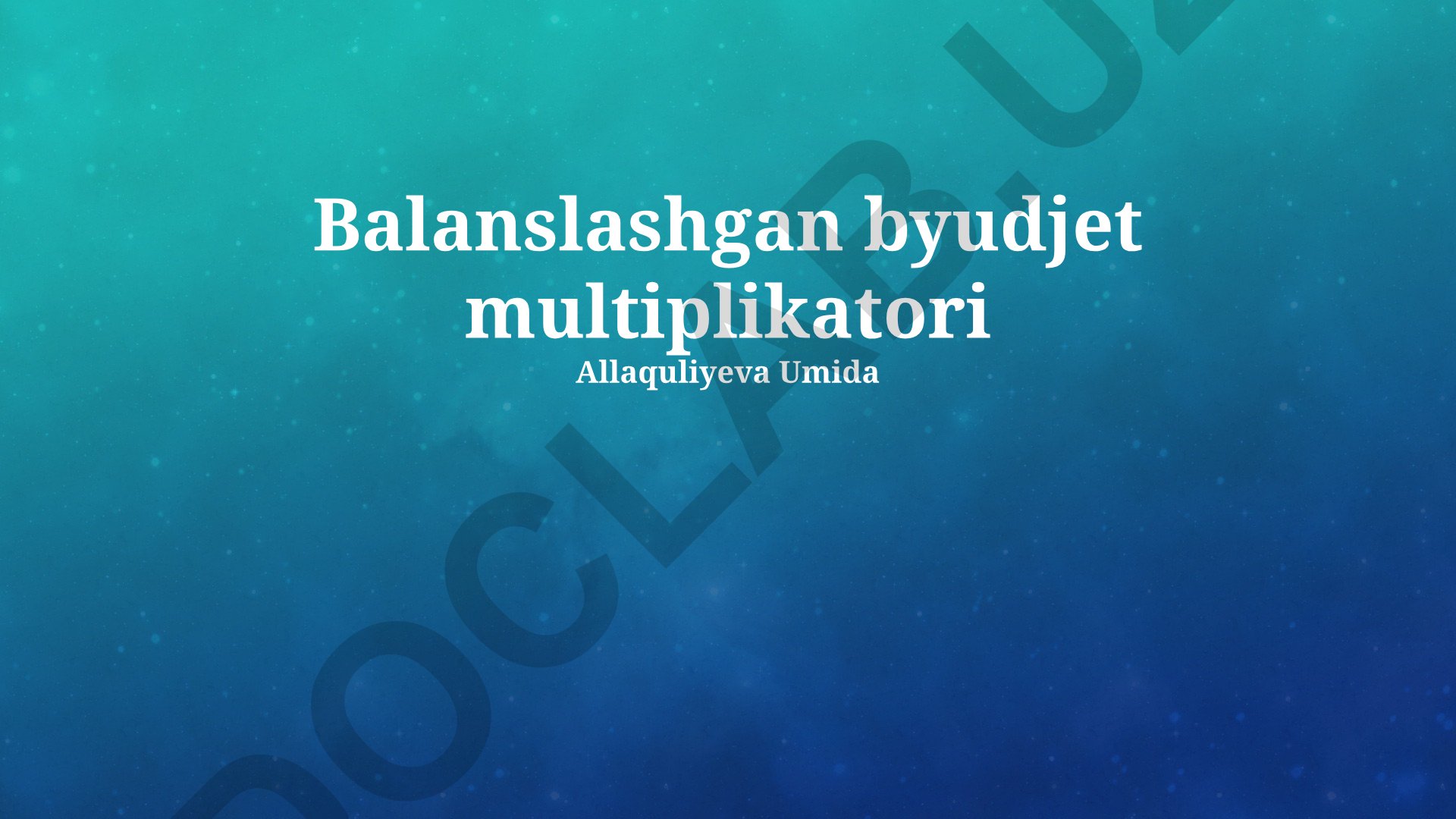 Balanslashgan byudjet multiplikatori va uning iqtisodiy ta'siri