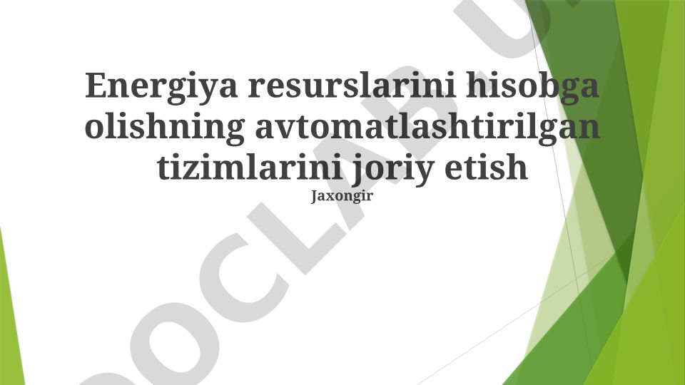 Avtomatlashtirilgan energiya resurslarini boshqarish tizimlari