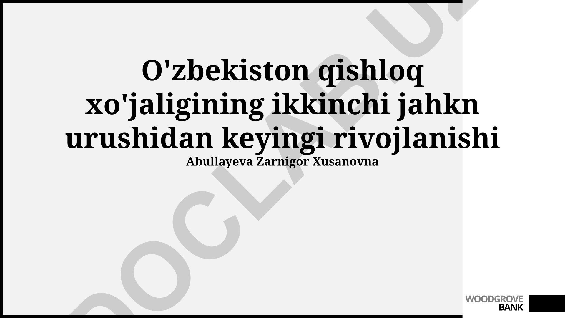 O'zbekiston qishloq xo'jaligining ikkinchi jahon urushidan keyingi rivojlanishi