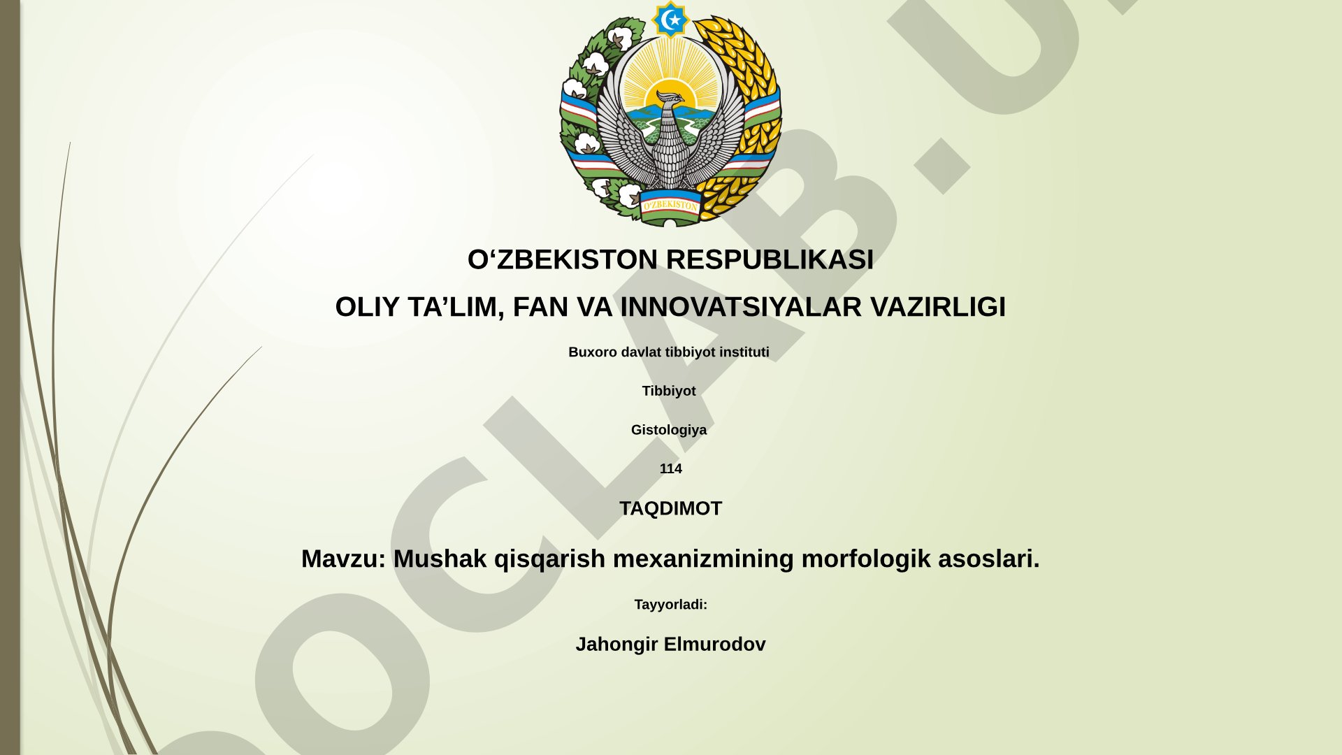 Mushak qisqarish mexanizmining morfologik asoslari