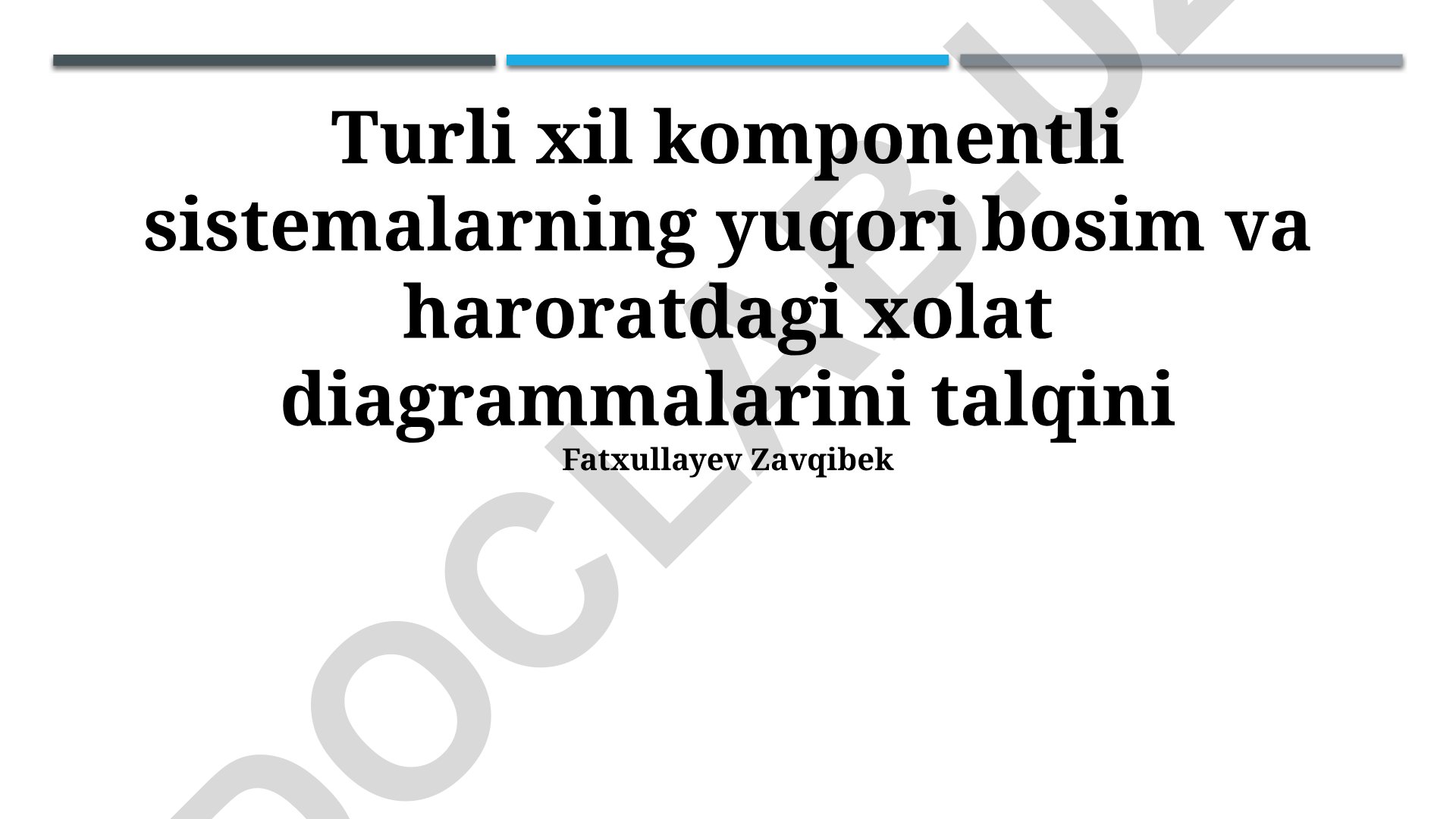 Yuqori bosim va haroratdagi ko'p komponentli sistemalarning holat diagrammalarini talqin qilish