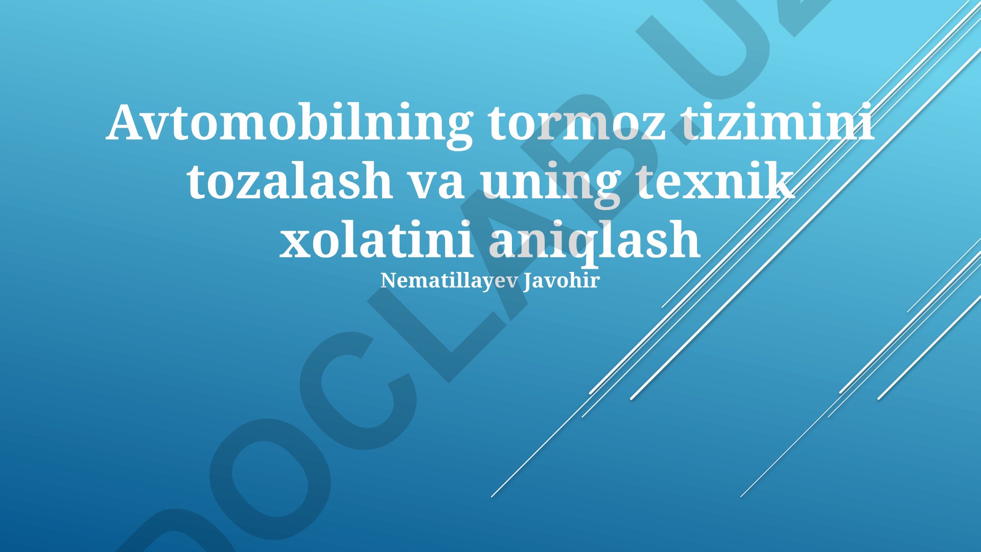 Avtomobil tormoz tizimini tozalash va diagnostika qilish