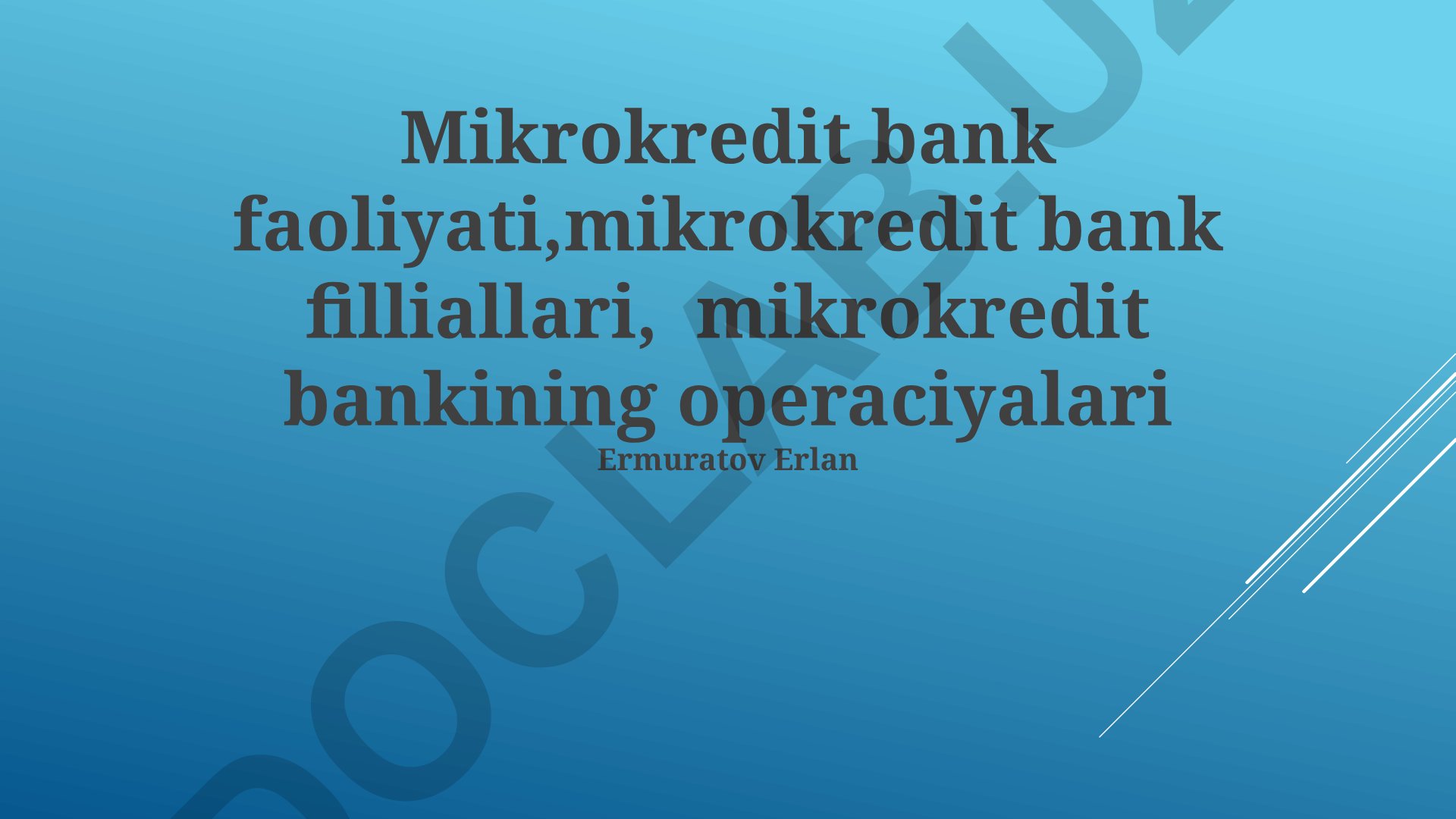 Mikrokredit banklarining faoliyati va risklarni boshqarish