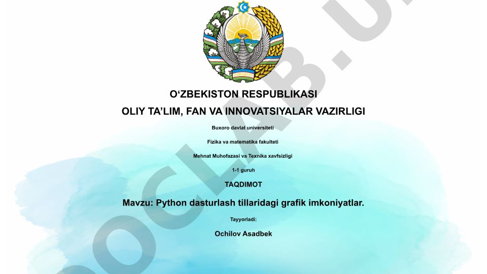 Python dasturlash tillaridagi grafik imkoniyatlar