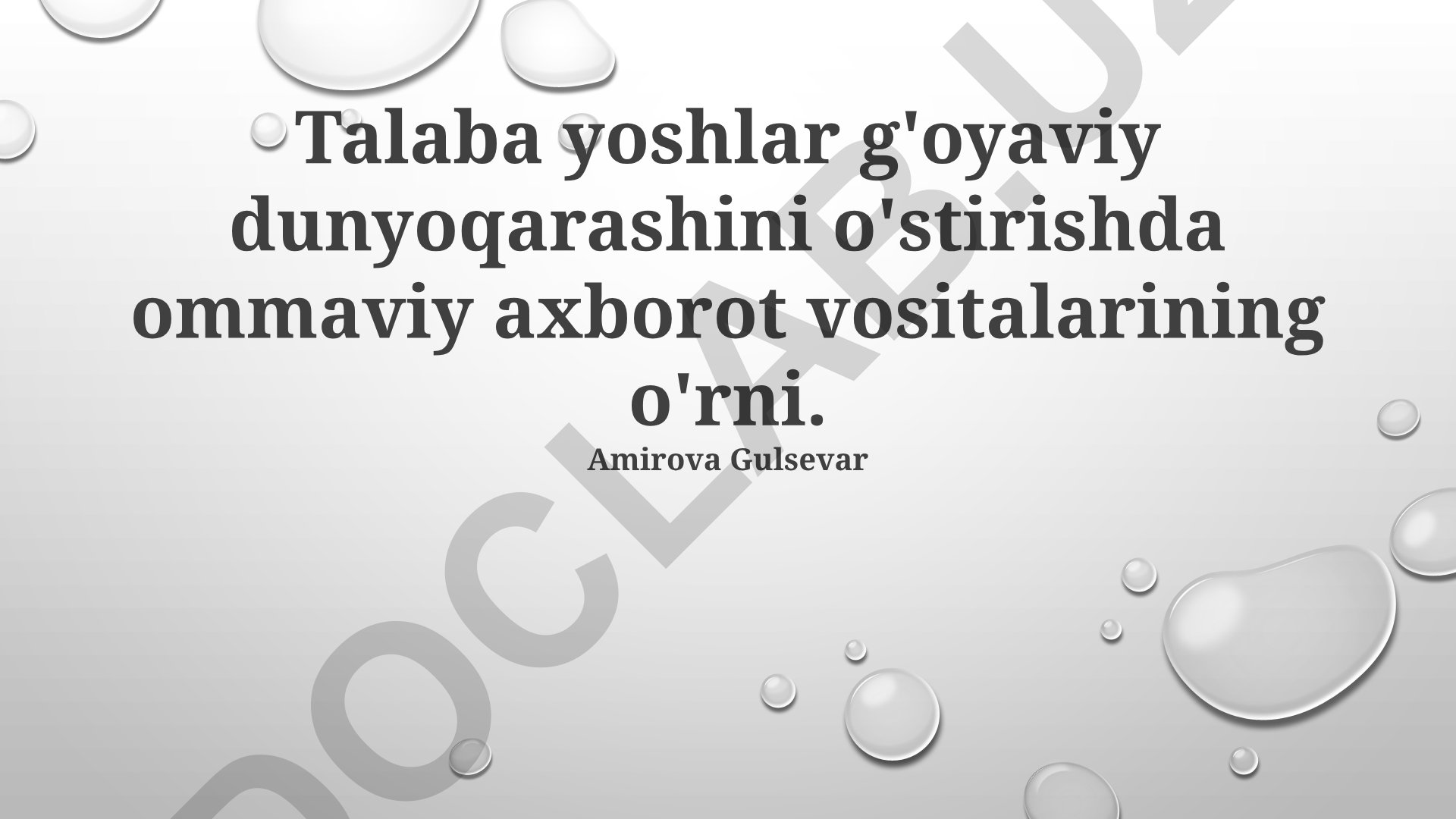 Talaba yoshlar g'oyaviy dunyoqarashini o'stirishda ommaviy axborot vositalarining o'rni