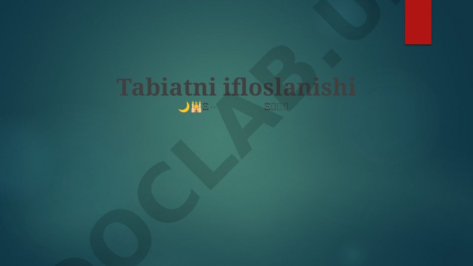 Tabiatni ifloslanishi va yechimlar