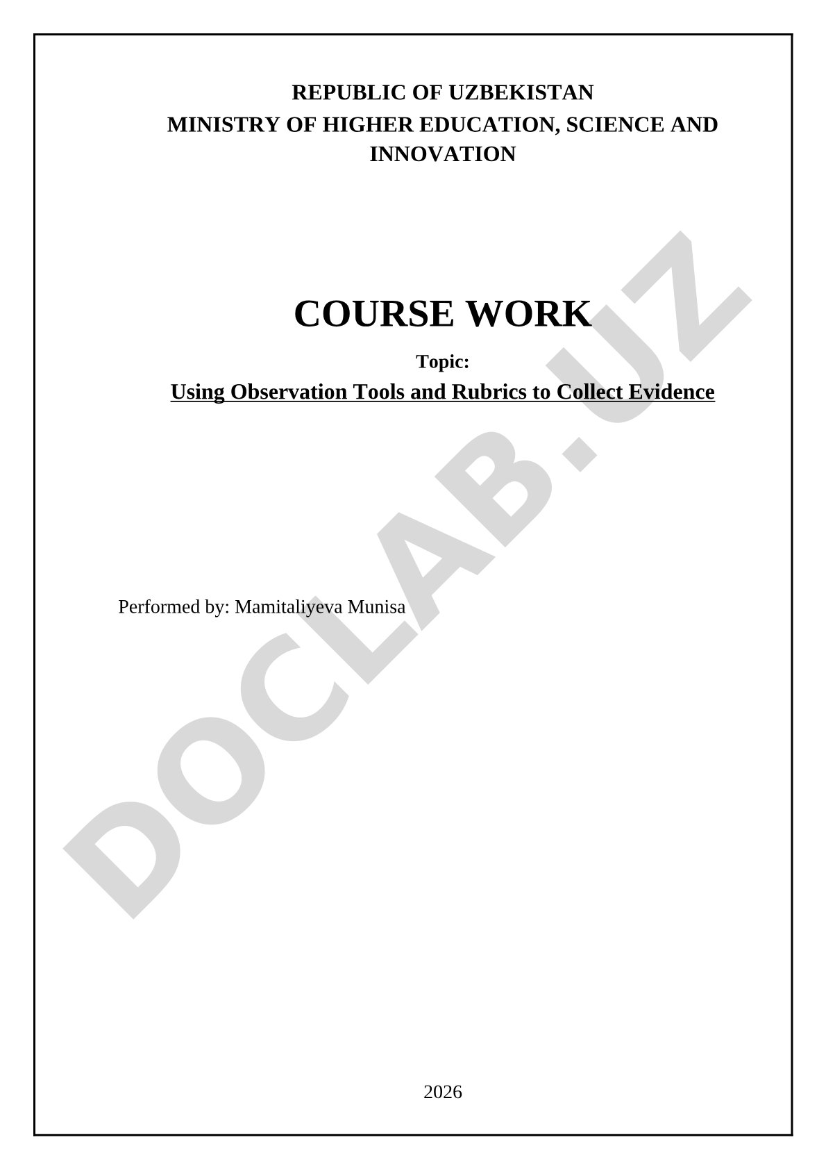 Using Observation Tools and Rubrics to Collect Evidence