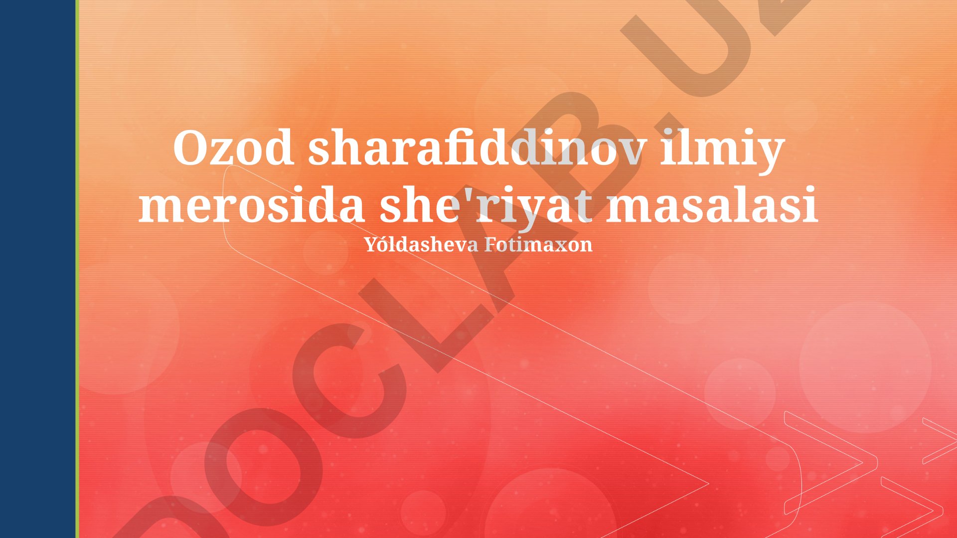 Oʻzod Sharafiddinov ilmiy merosida sheʼriyat masalasi