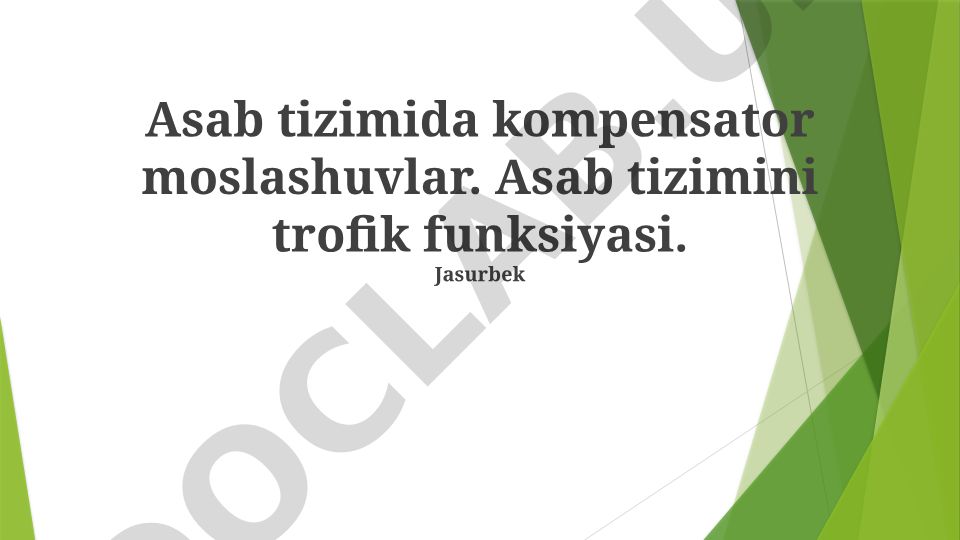 Asab tizimida kompensator moslashuvlar va trofik funksiya