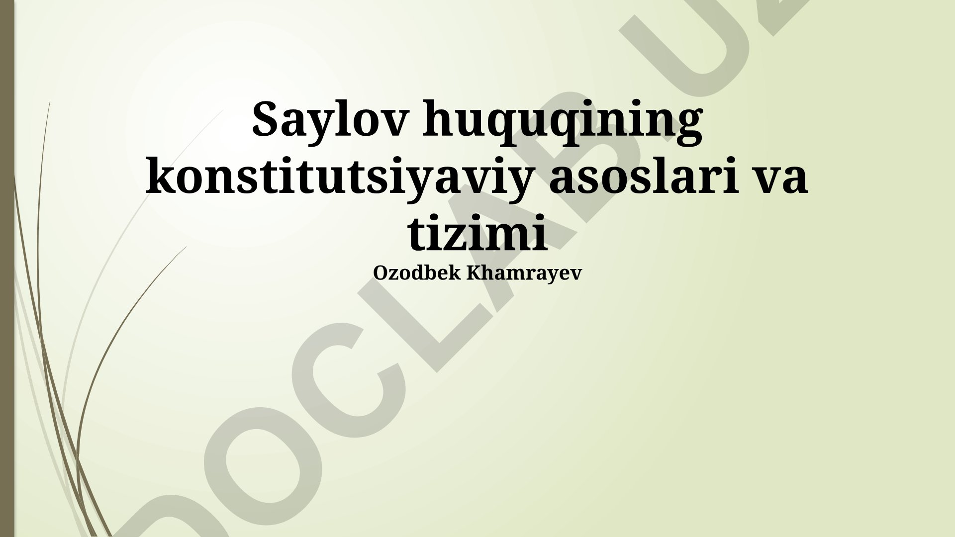 Saylov huquqining konstitutsiyaviy asoslari va tizimi