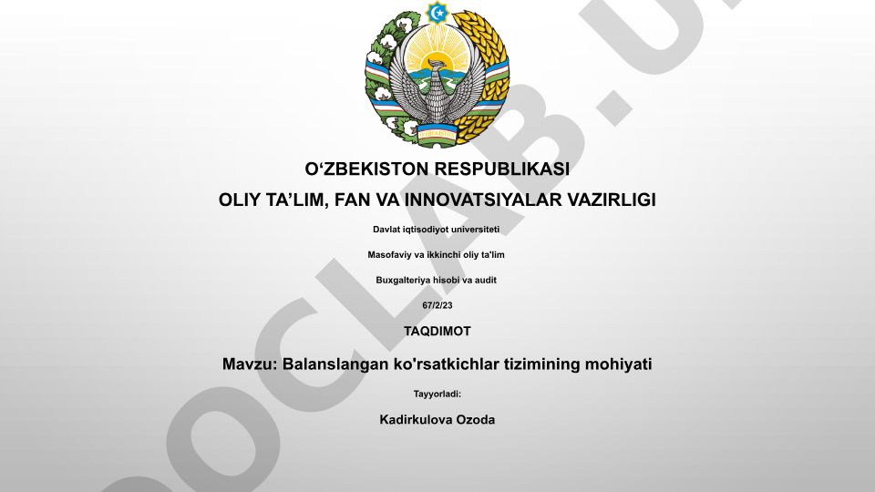 Balanslangan ko'rsatkichlar tizimining mohiyati