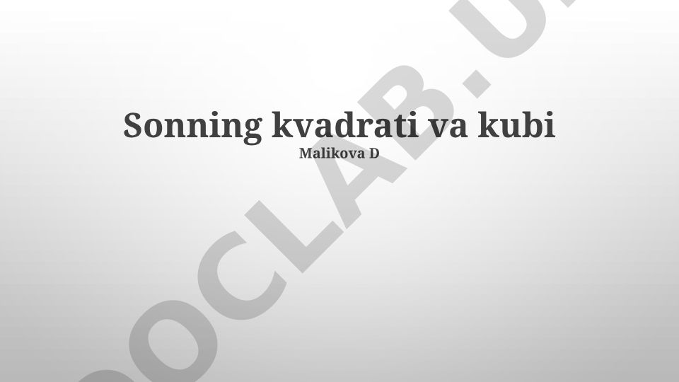 Sonning kvadrati va kubi