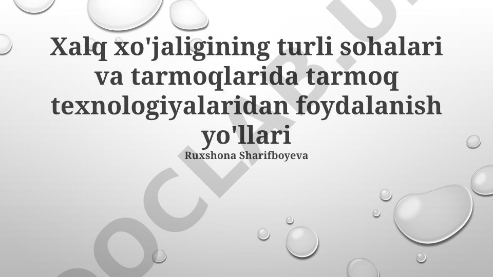 Xalq xo'jaligida tarmoq texnologiyalaridan foydalanish yo'llari