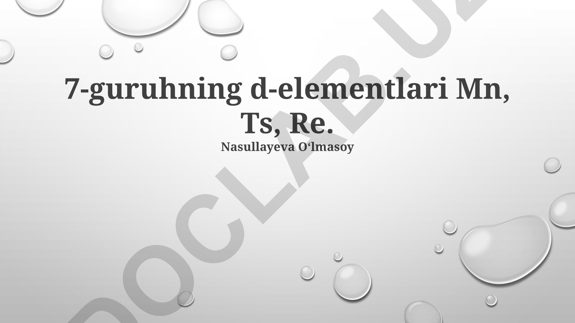 VII guruh D-blok elementlari: Mn, Tc va Re