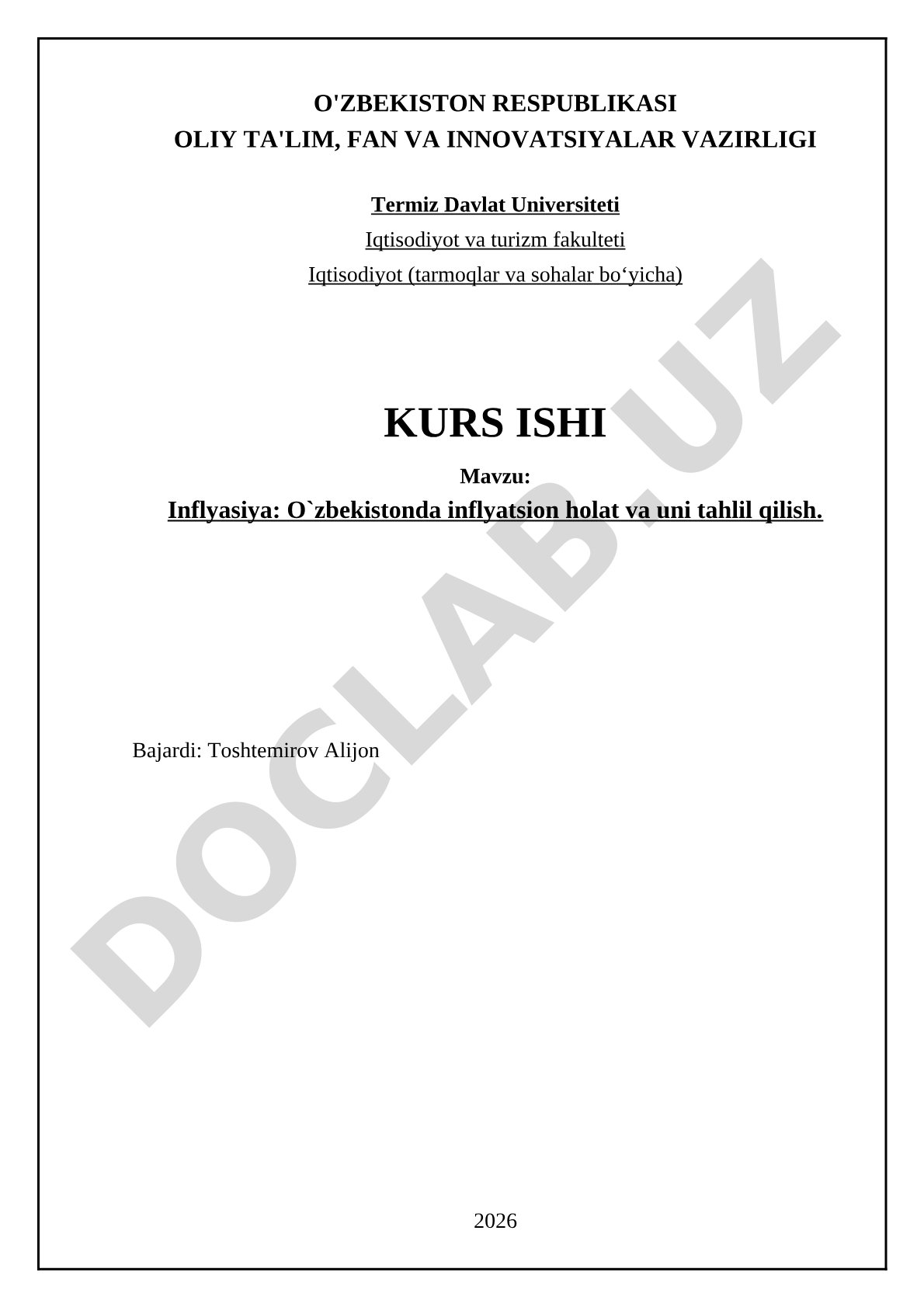 Inflyasiya: O'zbekistonda inflyatsion holat va uni tahlil qilish
