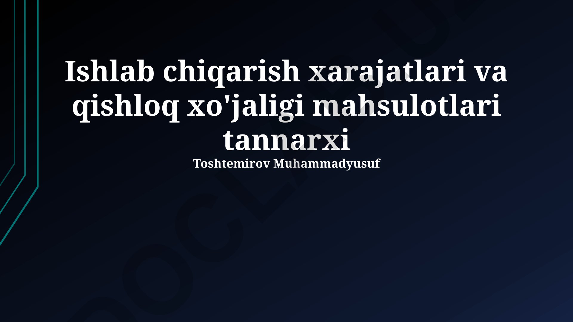 Ishlab chiqarish xarajatlari va qishloq xo'jaligi mahsulotlari tannarxi