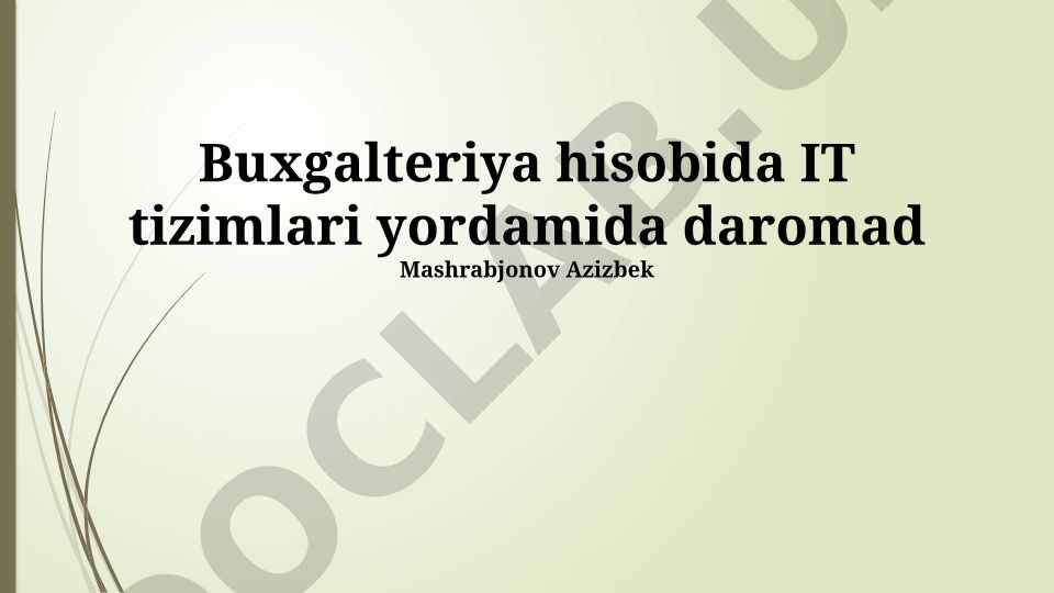 Buxgalteriya hisobida IT tizimlari yordamida daromad hisobi