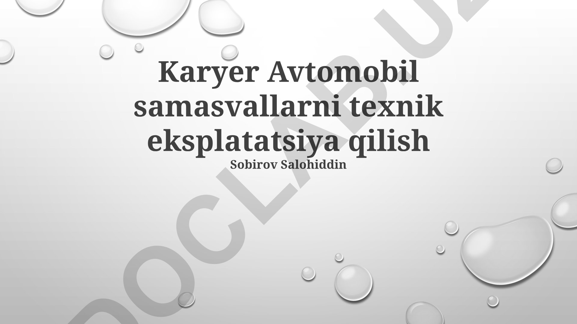 Karyer avtomobil samasvallarini texnik ekspluatatsiya qilish